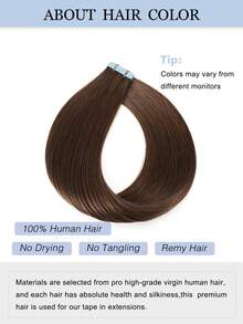 20Pcs 50Gram Tape In Hair Extensions Human Hair 18inch Remy Hair Extensions Color 4 Dark Brown Fashion Tape In Extensions, Tape In Human Hair Extensions Add Length For Wedding - S4 - View 4