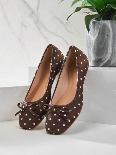 SHUZIA Dam Casual Elegant Bekväma Prickiga Ballerinaskor