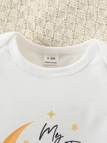 SHEIN Newborn Baby Pajamas- Sheep Graphic Round Neck Long Sleeve Footed Jumpsuit Envelope Shoulders Snap Closure Newborn Outfit Holiday Keepsake Four Seasons 2026 Must Have Gift Nursery Photo Prop - White - View 7