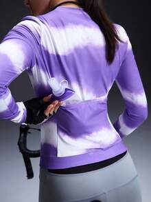 Powerista Women's Breathable Tie-Dye Zipper Front Thumb Hole Cycling Jersey