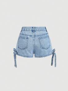 Sweetra Women's Casual Denim Shorts - Blue - View 2