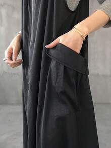 FRIFUL Women's Sleeveless Jumpsuit Style Long Straight Dress, Summer - Grey - View 5