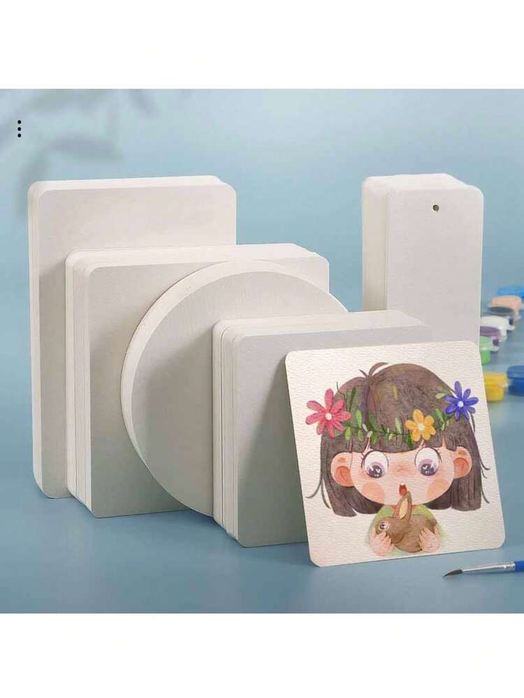 20张小尺寸水彩纸，300克水彩卡片 - 10x10厘米（4x4英寸）/ 10x15厘米（4x6英寸）/ 12x12厘米（4.72x4.72英寸）/ 圆形12x12厘米（4.72x4.72英寸），空白卡片，适用于水彩画、邀请函和手工制作 - 无酸厚纸 - 白色 - 查看 4