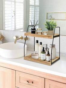 Countertop Coffee Station Organizer, 2 Tier Wooden Shelf For Coffee Bar Accessories, Condiment Storage Caddy For Kitchen, Home, Office - Brown, Kitchen Storage Utensils, Room Decoration, Suitable For Kitchen, Restaurant, Party, Camping, Gathering, Gift For Friends, Family Gift - Multicolor - View 14
