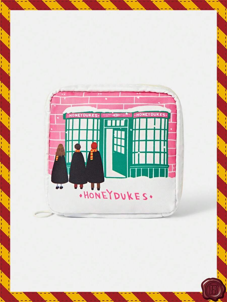 HARRY POTTER X SHEIN 1 Cartoon Pattern Toiletry Bag And Travel Cosmetics Storage Bag, Capable Of Accommodating Travel Essentials And Cosmetics - Pink - View 1