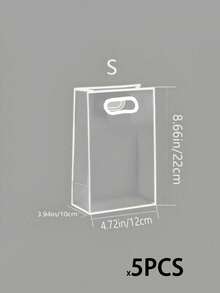 1/5/10个装透明礼品袋，简约镂空提手设计PVC礼品包装袋，适用于派对 - 白色 - 查看 35