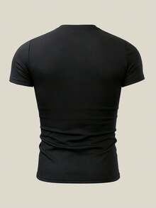 Manfinity Dauomo Áo thun nam tay ngắn ôm sát, gợi cảm, họa tiết đường phố cá tính, chất liệu co giãn cao, thích hợp cho tập luyện thể dục thể thao, phong cách Y2K. - Nhiều màu - Xem 2