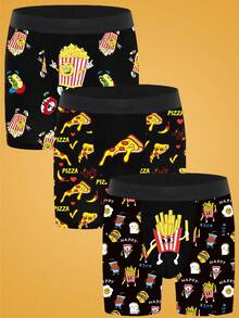 3pcs/Pack Men's Printed Boxer Briefs - Multicolor - View 1