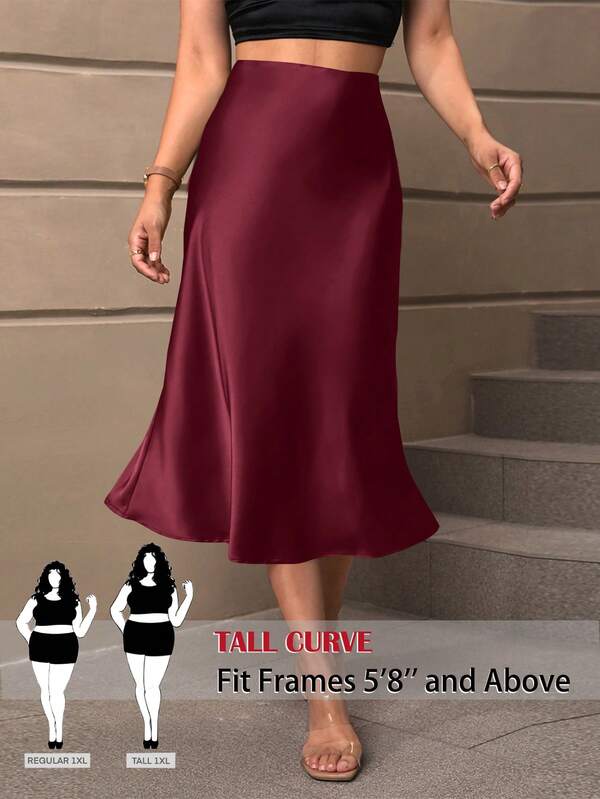 SHEIN Tall CURVE Chân váy cỡ lớn màu trơn tối giản phong cách thường ngày