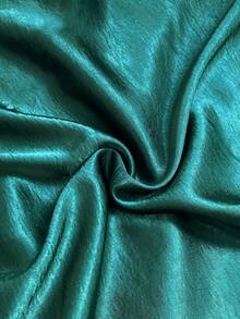 SHEIN Franclia Women's Elegant Satin Pearl Decor Long Sleeve A-Line Dress, Suitable For Commuting, Party And Gathering - Dark Green - View 5