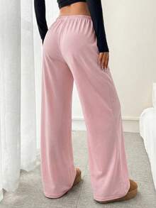 CovetEZ Lightweight Double-Sided Fleece Women's Drawstring Waist Straight Leg Loose Casual Pants, Suitable For Date Nights And Everyday Wear, Spring/Summer Comfy Pants Loose Pants - Baby Pink - View 2