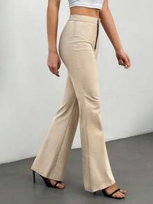 SHEIN Tall Quần ống loe công sở thanh lịch, sang trọng dành cho nữ, cạp cao, kiểu dáng chuyên nghiệp, lấy cảm hứng từ trang phục công sở cổ điển. - Màu Khaki - Xem 7