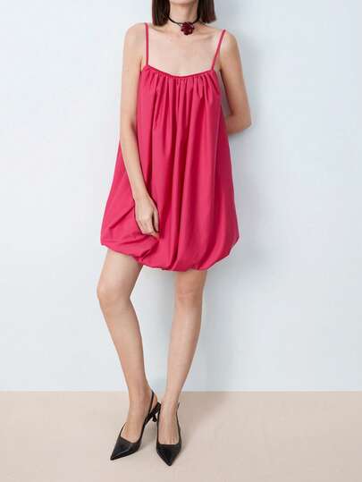 Maija 女式优雅纯色褶皱溜冰迷你连衣裙，节日