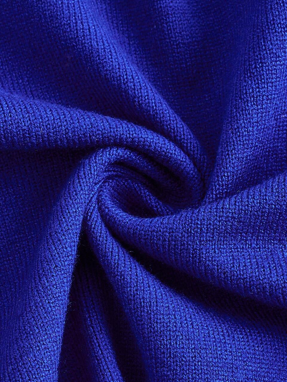 SHEIN Maija Women's Royal Blue Autumn Elegant Brunch Dress, Asymmetrical Collar Pleated Shoulders Asymmetric Long Sleeve Side Pleated Party Casual Slim Fitted