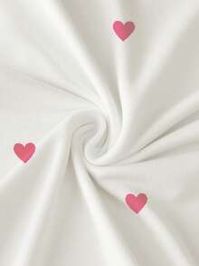 Resyla Women's Casual Heart Print Contrast Trim Round Neck Short Sleeve T-Shirt, Summer - Pink - View 3