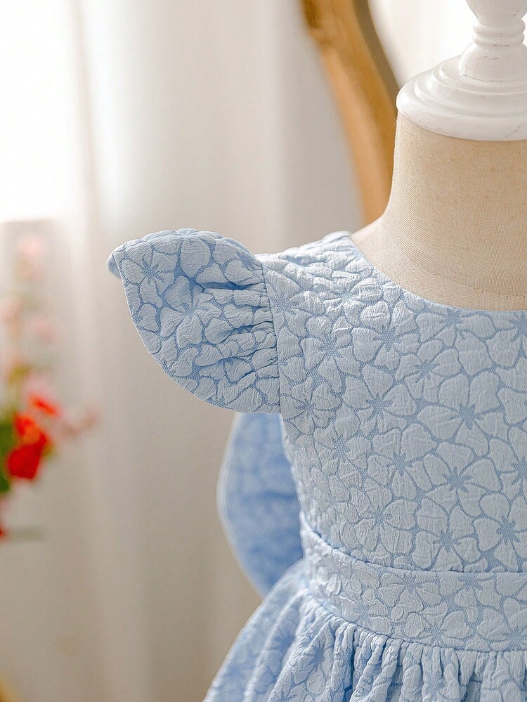 Glamorique Kids Infant/Baby GirlV-Back Bow Decor Party Dress, Suitable For All Seasons - Blue - View 6