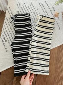 LMoss Kids 2件套女婴针织条纹休闲宽松裤套装 - 彩色 - 查看 7