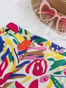 Travachic KIDS Baby Girl Summer Cute Vacation Knit Green Camisole Floral Pattern Pants Set