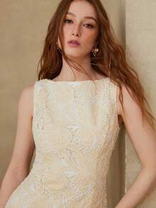 MOTF PREMIUM WOMEN'S ELEGANT LONG PLEATED DRESS WITH TEXTURED FABRIC, SUITABLE FOR DATES, SPRING/SUMMER - Apricot - View 2