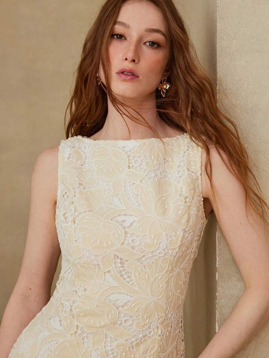 MOTF PREMIUM WOMEN'S ELEGANT LONG PLEATED DRESS WITH TEXTURED FABRIC, SUITABLE FOR DATES, SPRING/SUMMER - Apricot - View 2