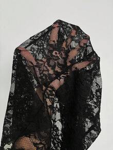 SHEIN Tall Quần ống loe ren xuyên thấu màu đen gợi cảm dành cho nữ, thích hợp cho các buổi tối đi chơi/tiệc rave/club/tiệc độc thân/tiệc theo chủ đề/phong cách thập niên 70/quần đen. - màu đen - Xem 10