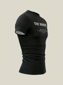 Manfinity Dauomo Áo thun nam tay ngắn ôm sát, gợi cảm, họa tiết đường phố cá tính, chất liệu co giãn cao, thích hợp cho tập luyện thể dục thể thao, phong cách Y2K. - Nhiều màu - Xem 5