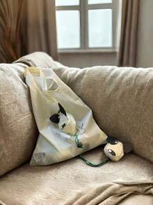 Joivida 可爱狗狗骨头图案宠物爱好者手提袋，大容量可折叠购物袋，女士适用，送朋友的礼物，米色或蓝色工作旅行包，日常使用 - 彩色 - 查看 6