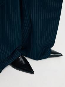 Mnmlis 法国黑色尖头穆勒鞋，粗跟无后跟套脚乐福鞋，漆皮闭趾凉鞋 - 黑色 - 查看 1