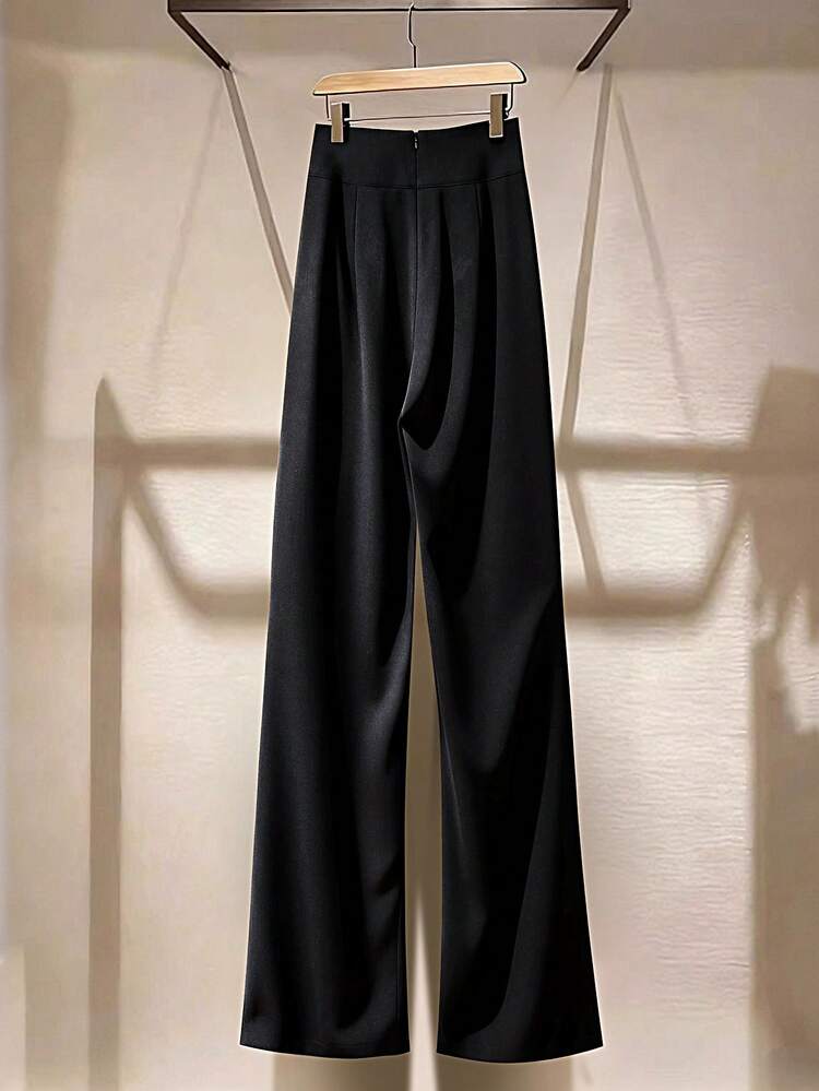 Franclia Pantalones acampanados de gasa elegantes con decoración de strass para vacaciones y citas - Negro - Añade 2