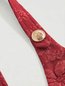 SHEIN MOD Camisa ajustada sin mangas de estilo vintage con jacquard negro para mujer de talla grande - Rojo - Ver 5