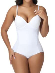 Fashionable Minimalist Cup Design Women's Shapewear Jumpsuit - White - View 3