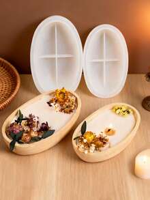 1pc Ship Shape Candle Jar Silicone Molds Oval Boats Cement Plaster Flower Pot Mold Concrete Wax Box Candle Tray Mould Home Decoration Crafts - White - View 4