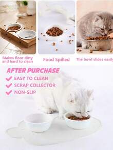 1件装宠物喂食垫，防水、防滑、防漏，适用于宠物碗，易于清洁，防溢漏，宠物喂食餐垫，防水防滑边防漏宠物碗餐垫，云朵餐垫，创意可折叠隔热垫，防水、耐热、防滑餐桌隔热垫 - 白色 - 查看 5