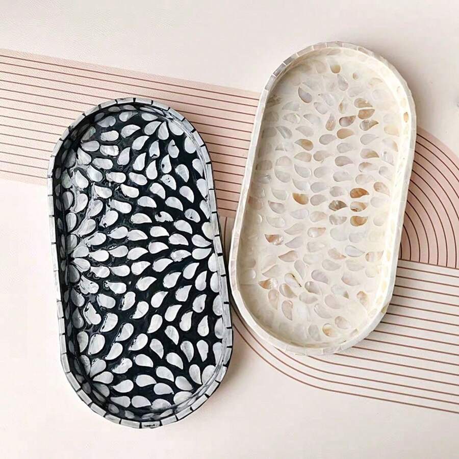 1PC Oval Shaped Modern Shell Tray, Surface Coated With Melted Paint - Suitable For Christmas, Halloween, Thanksgiving, Valentine's Day And Other Occasions - Multicolor - View 1