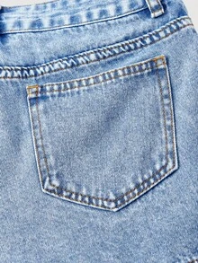 Sweetra Women's Casual Asymmetric Hem Denim Skort - Blue - View 4