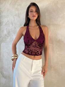 Aloruh Romantisches Spitzen-Schnürung Figurbetontes Strukturiertes Strick-Camisole für Frauen für Dates - Verschiedenfarbig - Übersicht 5