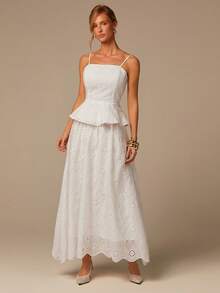 COSMINA 女士白色刺绣半身裙，度假波西米亚风刺绣半身裙，休闲优雅复古简约A字裙 - 白色 - 查看 6