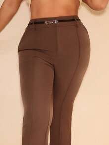 MelDlgn Große Größen Hosen, geeignet für Valentinstag, Sommer, Geburtstag, Valentinstag, Große Größen, Große Größen Sexy Hosen, Kurven Hosen, Formell, Kurven, Party, Business, Formelle Anlässe, Pendeln, Bürokleidung - Kaffeebraun - Übersicht 3