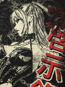 ROMWE MEN Anime 男士宽松落肩短款印花T恤 - 黑色 - 查看 4