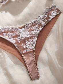 Crystal Vow Bộ đồ lót nữ gợi cảm, lãng mạn, thêu ren, chất liệu lưới xuyên thấu, phối màu tương phản. - trắng - Xem 8