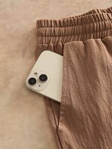 HIMLAND 男士梭织弹力腰带口袋直筒宽松休闲裤 - 卡其色 - 查看 5