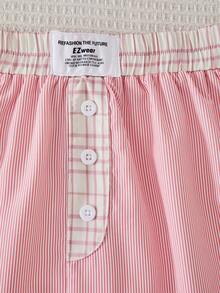 Tween Mädchen Weite Hose mit Streifen- und Karomuster, geeignet für Frühling, Sommer, Herbst Alltag und Schule - Pink - Übersicht 7