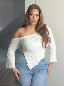 MelDlgn Solid Color Flare Sleeve Slim Fit T-Shirt - Apricot - View 4