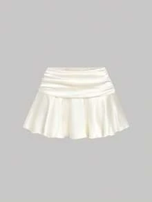 SHEIN MOD 女士杏色缎面蝴蝶结无袖上衣和迷你裙两件套 - 杏色 - 查看 11