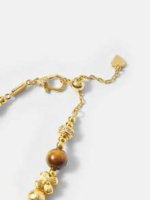 MOTF PREMIUM 复古孔雀石串珠新款手链，精致奢华小众女士手链 - 金色 - 查看 8