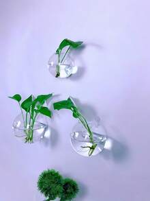 1/2/4件套壁挂式玻璃生态瓶花盆，自浇水水培植物容器，手工圆形透明水晶花瓶，适用于家居办公室装饰，现代简约悬挂式花瓶，墙面艺术，室内绿植展示 - 彩色 - 查看 4