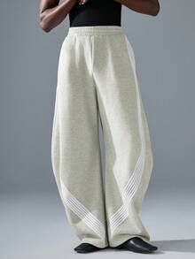 NEON BLANC Men's Street Style Loose Fit Gray Long Knit Sweatpants - Grey - View 2
