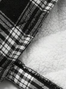 DAZY 女士加厚绗缝格子领睡衣套装，舒适冬季家居服 - 黑與白 - 查看 8