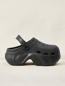 Cuccoo 女士套脚凉鞋，厚底加厚软底拖鞋，黑色透气穆勒鞋，百搭日常通勤休闲凉鞋