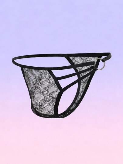 FeverCity Men's Fashionable Sexy Lace Hollow-Out Thong